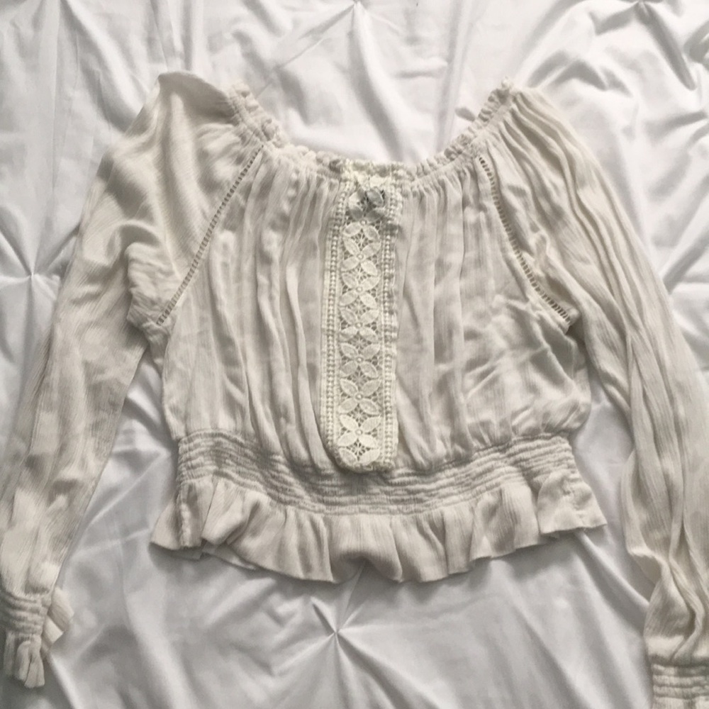 Cream off shoulder blouse